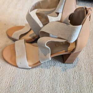 Xoxo Neutral Strappy Block Heel Sandals - Beige